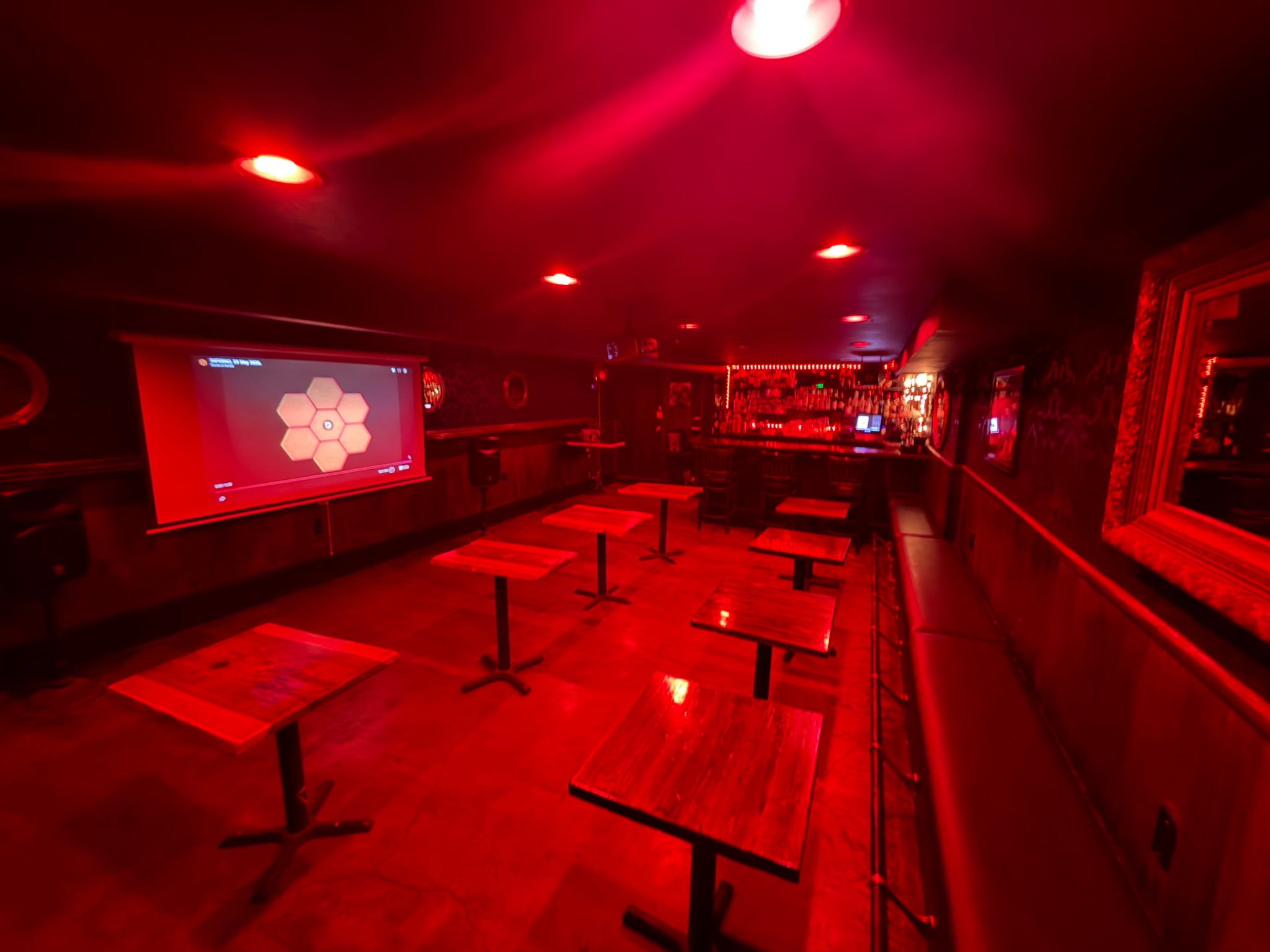 wide view of the basement room